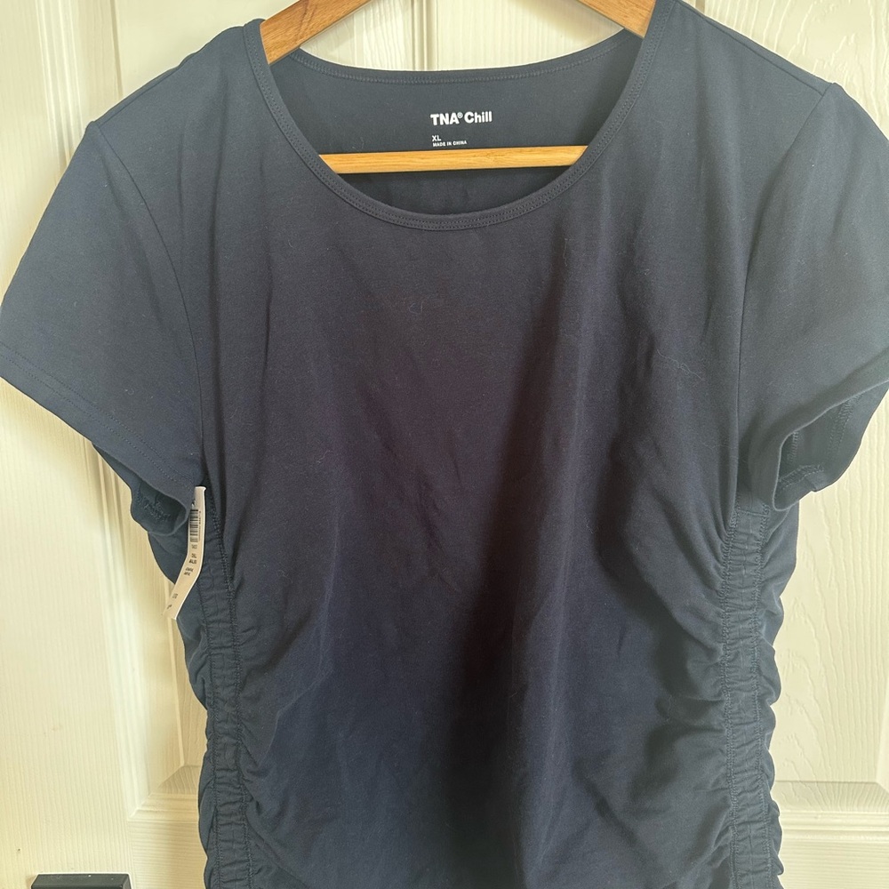 TNA Chill Navy Blue Ruched T-Shirt